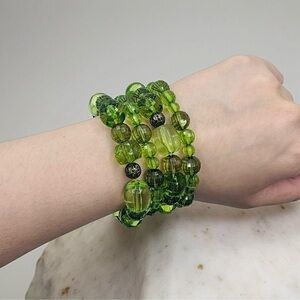 Vibrant Turtle Green Multi-Strand Beaded Bracelet